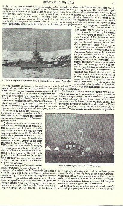 LAMINA ESPASA 39289: El Almirante Brown e instalaciones en la isla Decepcion