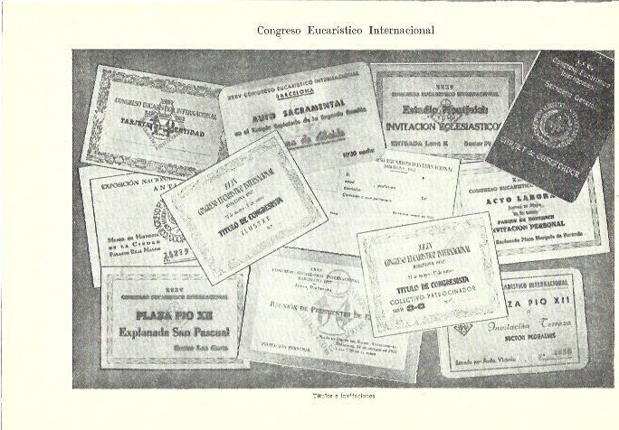 LAMINA ESPASA 39241: Titulos e invitaciones del Congreso Eucaristico Internacional