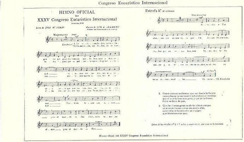 LAMINA ESPASA 39242: Himno oficial del XXV Congreso Eucaristico Internacional