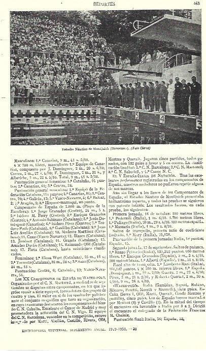LAMINA ESPASA 39266: Estadio Nautico de Montjuic en Barcelona
