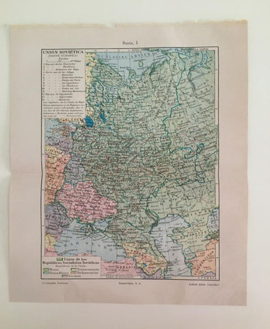 LAMINA ESPASA 39422: Mapa de la parte europea de la URSS