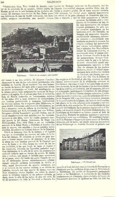 LAMINA ESPASA 39433: Ciudad y castillo de Salzburgo, Austria