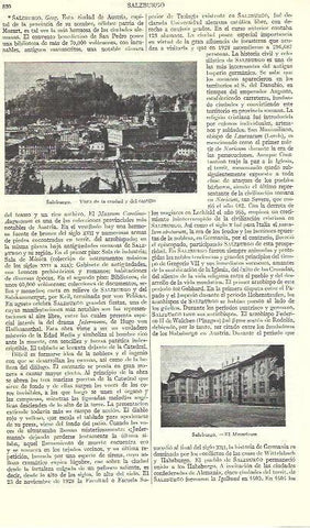 LAMINA ESPASA 39433: Ciudad y castillo de Salzburgo, Austria