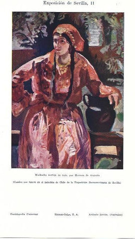LAMINA ESPASA 39470: Muchacha vestida de rojo, por Herrera de Anguita