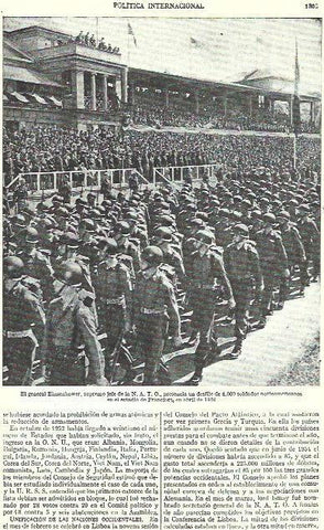 LAMINA ESPASA 39357: El general Eissenhower en un desfile en Frankfurt