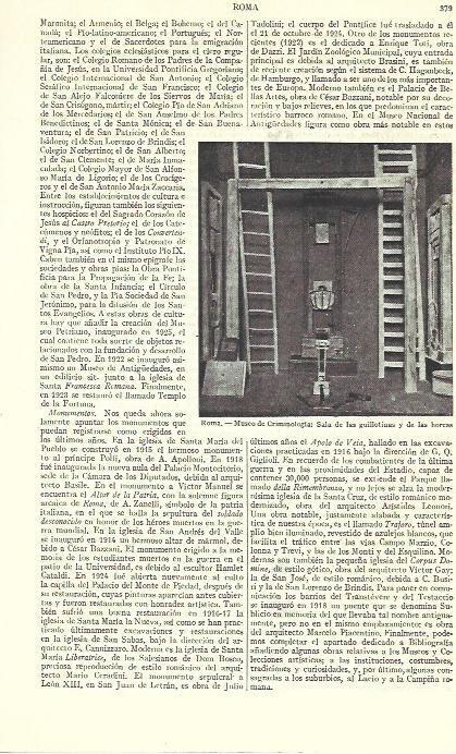 LAMINA ESPASA 39406: Museo de Criminologia de Roma. Sala de guillotinas