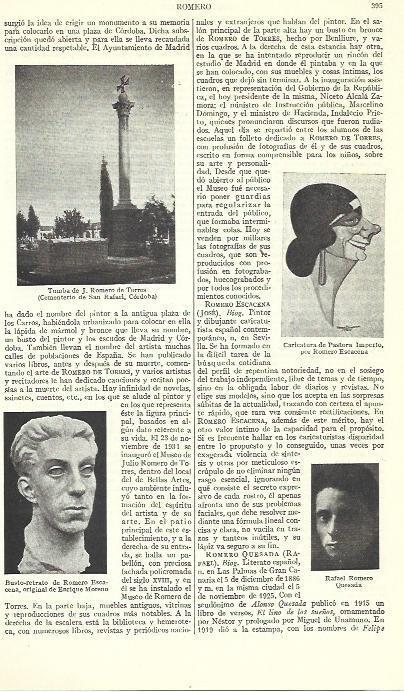 LAMINA ESPASA 39414: Tumba de Jose Romero de Torres y caricatura de Pastora Imperio, por Romero