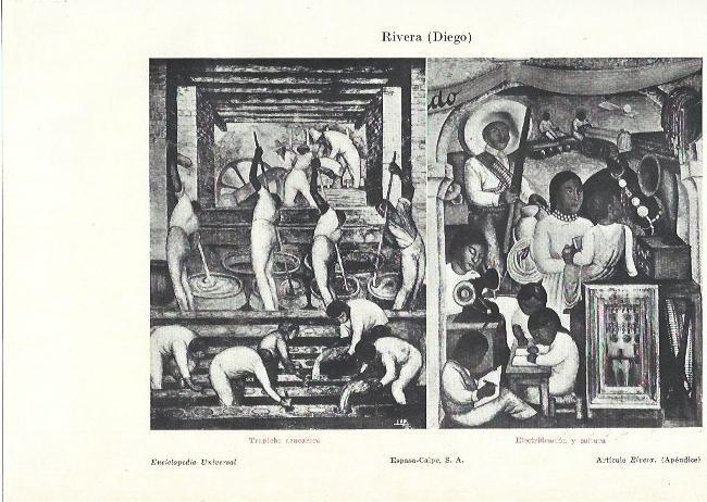 LAMINA ESPASA 39394: Trapiche azucarero y Electrificacion y cultura, por Diego Rivera