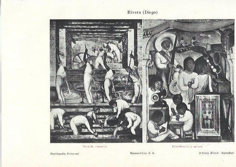LAMINA ESPASA 39394: Trapiche azucarero y Electrificacion y cultura, por Diego Rivera