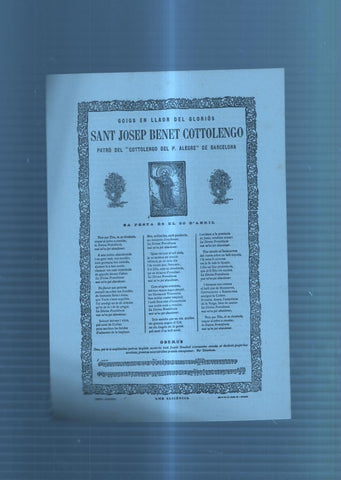 GOIGS en llaor del glorios Sant Josep Benet Cottolengo