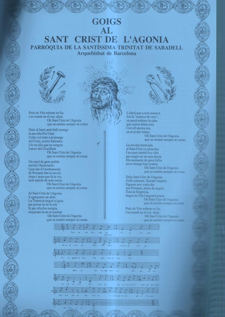 GOIGS  al Sant Crist de L'agonia, parroquia de la santisima trinitat de Sabadell