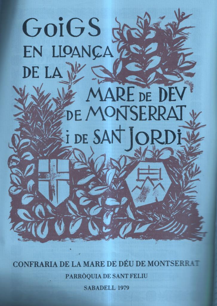 GOIGS diptico en lloança de la Mare de Deu de Montserrat i de Sant Jordi 