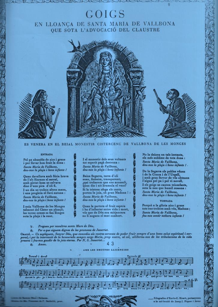 GOIGS en lloança de Santa Maria de Vallbona
