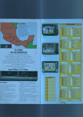 Calendario Campeonato Mundial de Futbol MEXICO 86