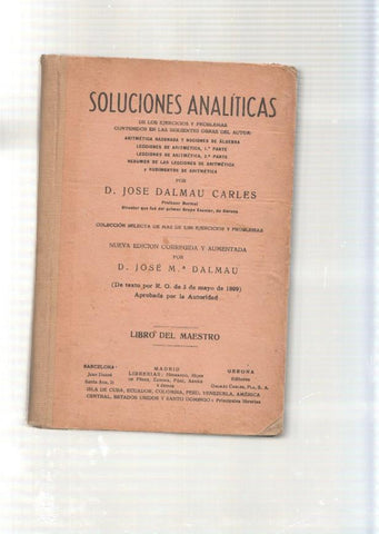 Libro del maestro. Soluciones analiticas: Aritmetica razonada y  nociones de 