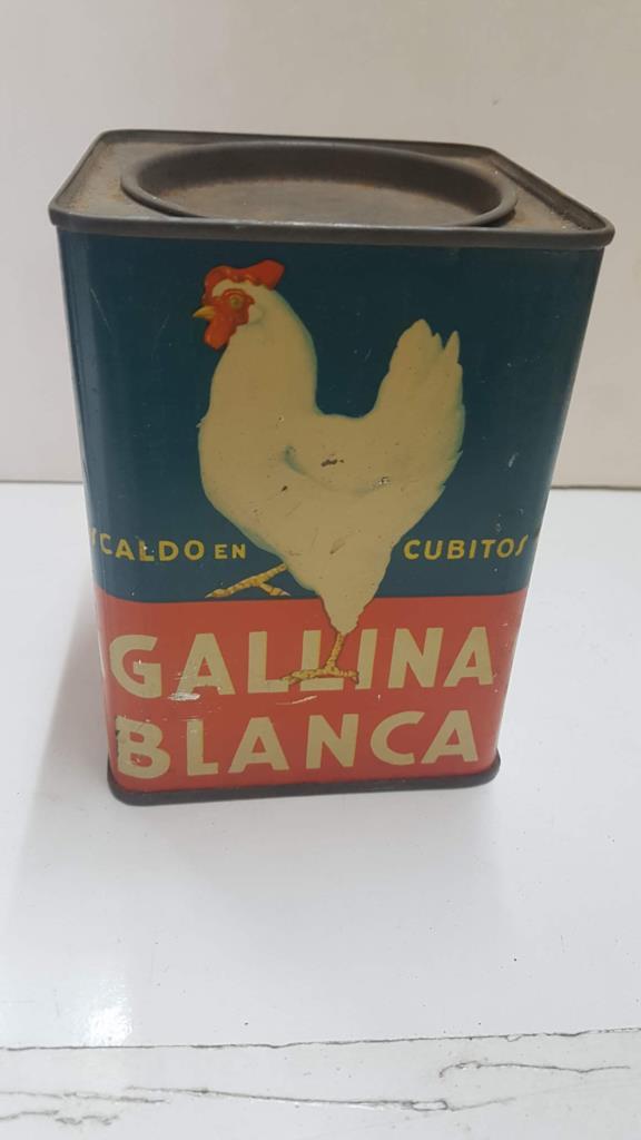 Caja metal/Lata coleccionismo: Caldo en cubitos Gallina Blanca