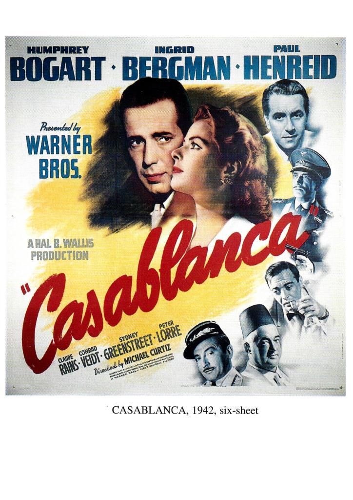 Poster DIN 4 numero 1243: Casablanca, 1942, six-sheet: Humphrey Bogart, Ingrid Bergman