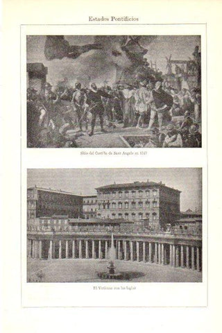 LAMINA V30168: El Vaticano con las logias y Sitio del Castillo de San Angelo en 1527