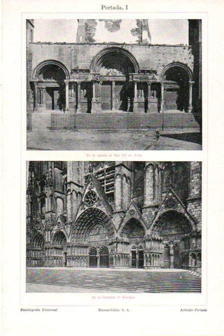 LAMINA V30163: Catedral de Bourges e Iglesia de San Gil en Arles