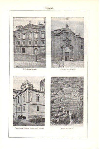 LAMINA V30152: Catedral, Palacio y Portal de Anibal en Solsona