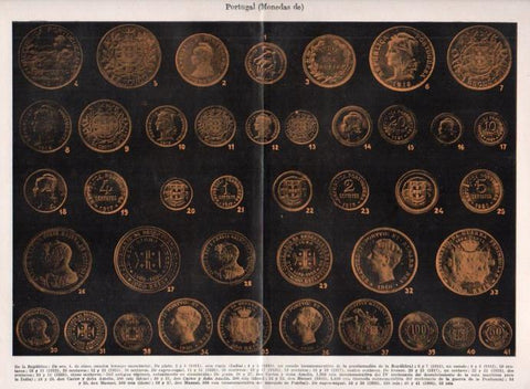 LAMINA V30396: Monedas de la Republica de Portugal