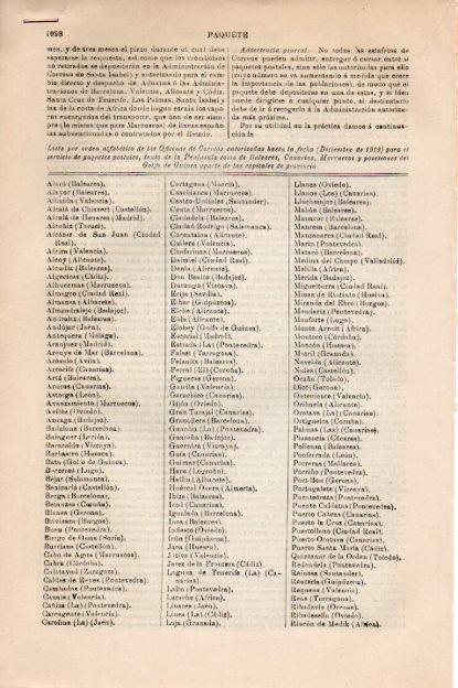 LAMINA V30404: Oficinas de Correos en 1919 para servicio de paquetes postales
