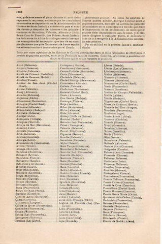 LAMINA V30404: Oficinas de Correos en 1919 para servicio de paquetes postales