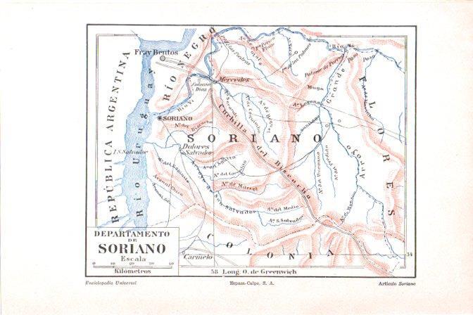 LAMINA V30378: Mapa del Departamento de Soriano, Uruguay