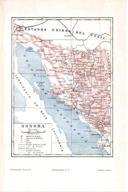 LAMINA V30382: Mapa de Sonora, Estados Unidos