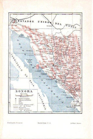 LAMINA V30382: Mapa de Sonora, Estados Unidos