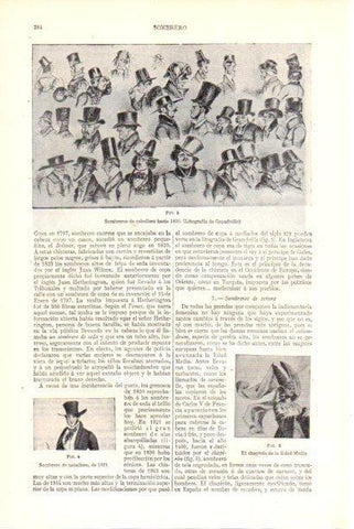 LAMINA V29944: Sombreros de caballeros en 1830