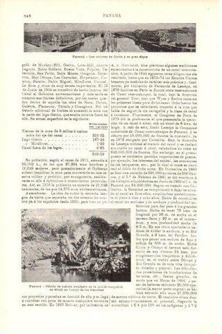 LAMINA V29810: Esclusas de Gatun y gran dique en Panama