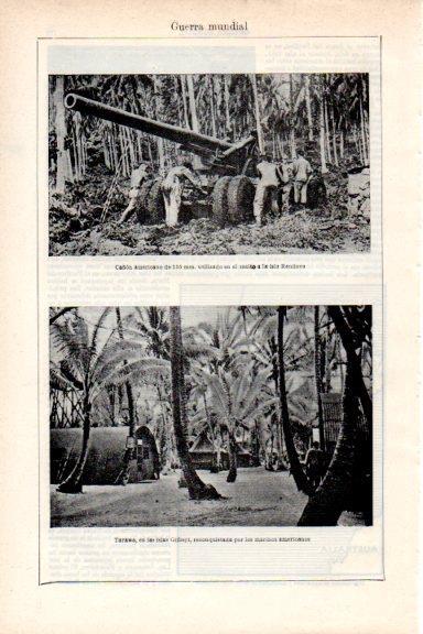 LAMINA V29624: Cañon en la isla de Rendova y Tarawa en Islas Gilbert