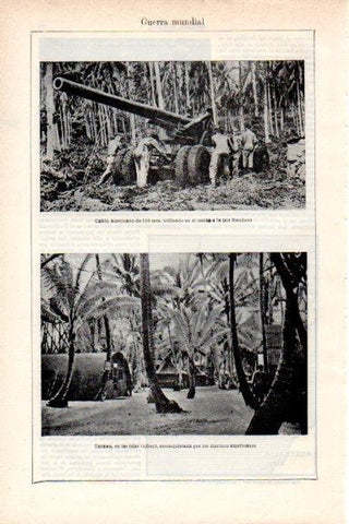 LAMINA V29624: Cañon en la isla de Rendova y Tarawa en Islas Gilbert