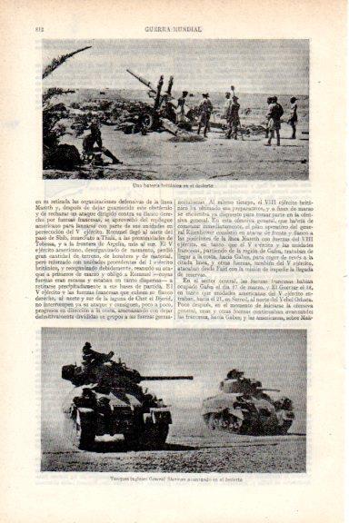 LAMINA V29630: Bateria britanica y tanques General Sherman en el desierto