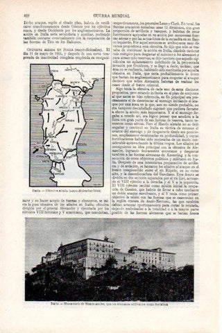 LAMINA V29638: Monasterio de Montecassino y mapa ofensiva aliada en Italia 1944
