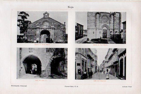 LAMINA V29765: Iglesia y calle en Noya, La Coruña