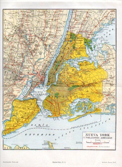 LAMINA V29804: Mapa de Nueva York y poblaciones agregadas