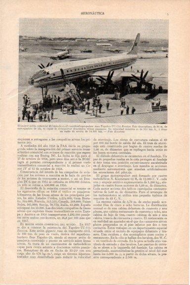 LAMINA V29685: Avion Tupolev TU-114 Rossiya