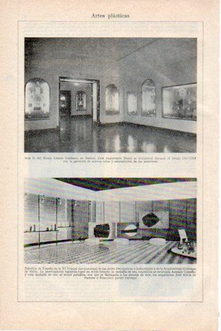 LAMINA V29706: Interiores Museo Lazaro Galdiano y Pabellon de España XI Trienal de Milan