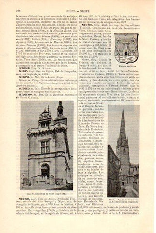 LAMINA V29383: Escudo, ayuntamiento y aguja de la iglesia en Niort