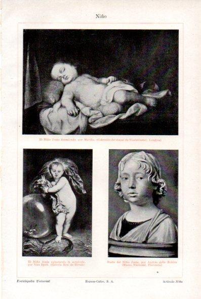LAMINA V29380: El niño Jesus por Murillo y Van Dyck