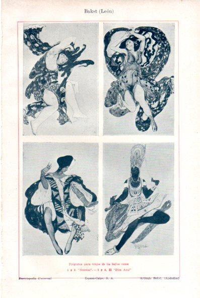 LAMINA V29254: Proyectos para trajes de los bailes rusos por Leon Bakst