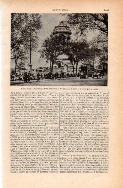 LAMINA V29485: Monumento a los soldados y marinos muertos por la patria, Nueva York