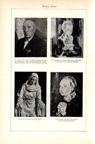 LAMINA V29517: La marquesa y Niña orante por Maria Blanchard y Dolorosa por Jose Planes