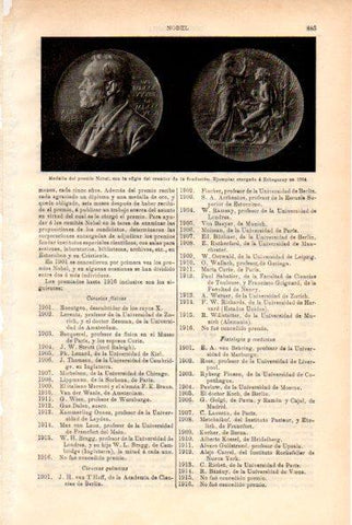 LAMINA V29392: Medalla del premio Nobel otorgada a Echegaray en 1904