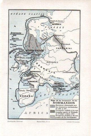 LAMINA V29424: Mapa de las invasiones de los Normandos