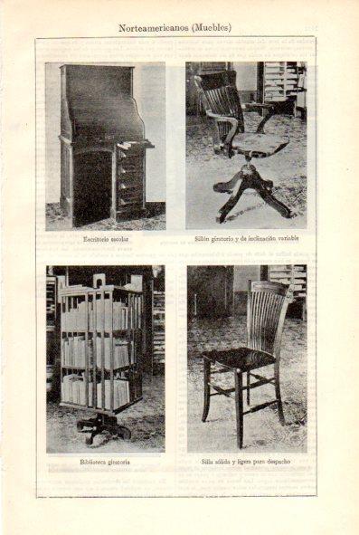 LAMINA V29429: Escritorio, sillon, biblioteca y silla de Estados Unidos