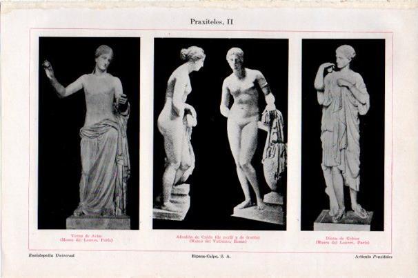 LAMINA V30715: Venus de Arles, Afrodita de Cnido y Diana de Gabies por Praxiteles