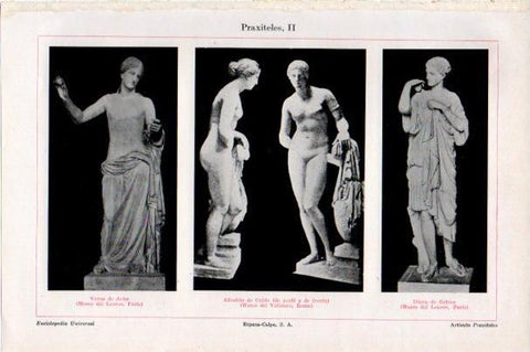 LAMINA V30715: Venus de Arles, Afrodita de Cnido y Diana de Gabies por Praxiteles